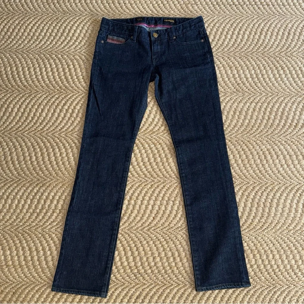 Women’s 6 Express Dark Indigo Jeans with Sparkling Pocket Stella Pants Straight